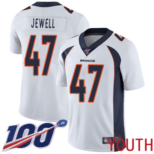 Youth Denver Broncos #47 Josey Jewell White Vapor Untouchable Limited Player 100th Season Football NFL Jersey->denver broncos->NFL Jersey